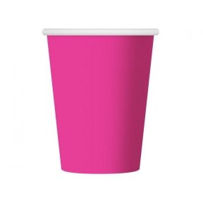 Paper cups, solid colour, pink, 270 ml / 6 pcs