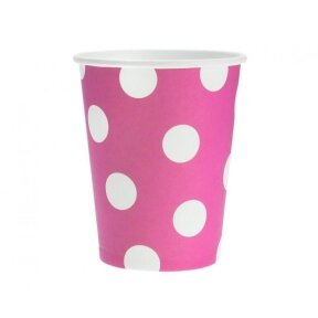 Paper Cups Polka Dots, magenta, 270 ml / 6 pcs