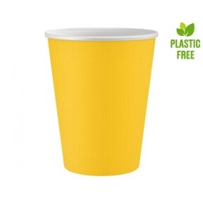 Paper cups Solid colour, yellow, 6 pcs