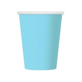 Paper cups, solid colour, light blue, 270 ml / 6 pcs