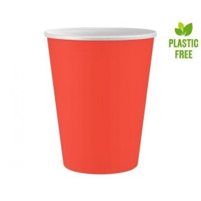 Paper cups Solid colour, red, 250 ml, 6 pcs