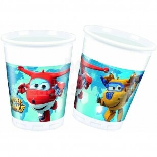 Puodeliai plastikiniai su lėktuvėliais "Super Wings" (8vnt/200ml)