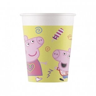 Puodeliai popieriniai su Kiaulyte Pepa ir Džordžu "Peppa Pig" (8vnt/200ml)