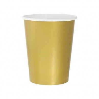 Paper cups solid colour gold, 270 ml / 14 pcs.