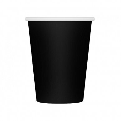 Paper cups, solid colour, black, 250 ml/ 6 pcs