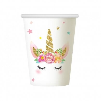 Unicorn paper cups, 266 ml, 6 pcs