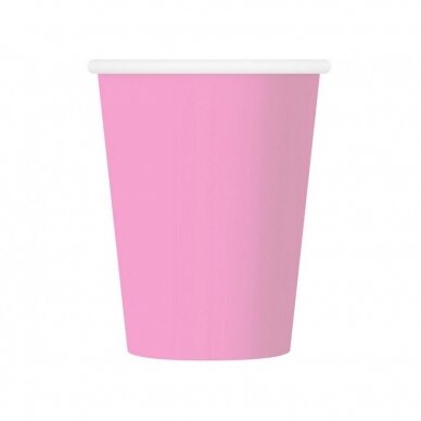 Paper cups, solid colour, pink, 270 ml, 6 pcs