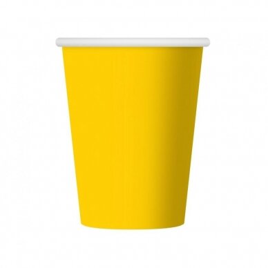 Paper cups, solid colour, yellow, 270 ml / 6 pcs