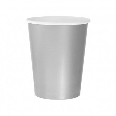 Paper cups solid colour silver, 270 ml / 14 pcs.