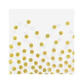 Paper napkins "Gold dots", white, size 33 x 33 cm, 12 pcs.