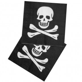 Paper napkins black with scull 12 pcs.