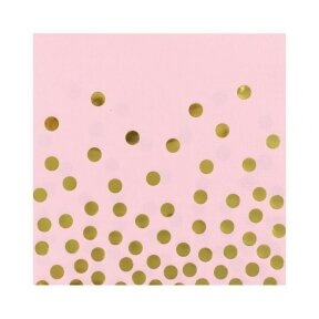 Paper napkins "Gold dots", pink, size 33 x 33 cm, 12 pcs.