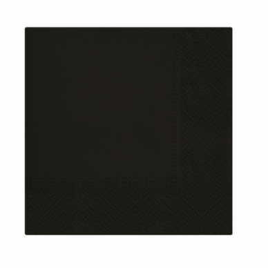 Paper napkins PAW, Black, solid colour, 33 x 33 cm / 20 pcs.