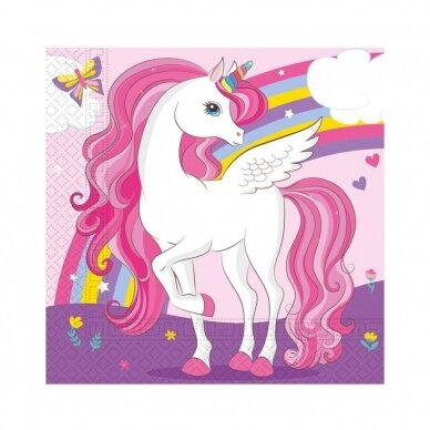 Paper napkins Unicorn Rainbow Colors, size 33 x 33 cm, 20 pcs.