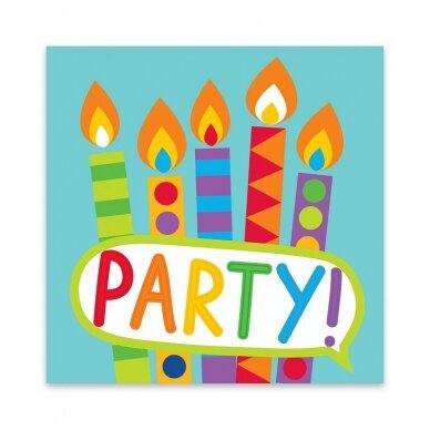 Colorful Birthday Party - Napkins with Candles and Balloons (20 pcs / 33x33cm)