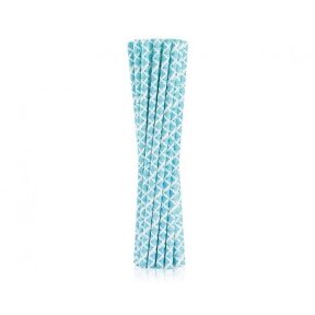 Drinking paper straws, blue lace, 6x197 mm / 12 pcs