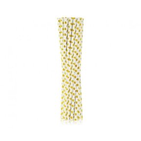 Drinking paper straws, gold hearts, 6x197 mm / 12 pcs