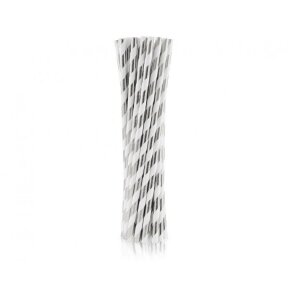 Paper drinking straws, silver stripes, 6x197mm / 24 pcs