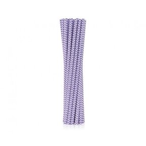 Drinking paper straws, lilac chevron, 6x197 mm / 12 pcs