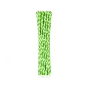 Drinking paper straws, lime green chevron, 6x197 mm / 12 pcs