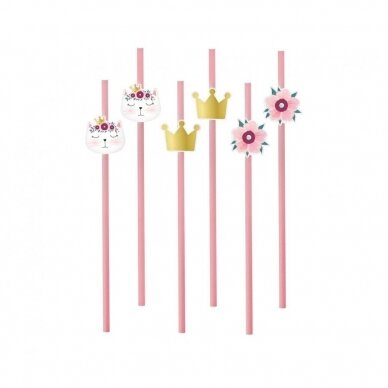 Paper straws Cat, 6 pcs