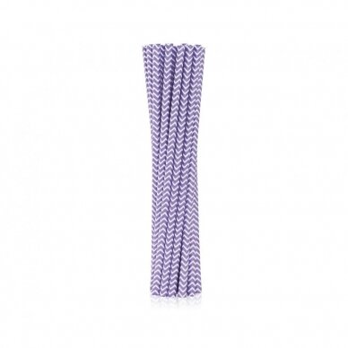 Drinking paper straws, lilac chevron, 6x197 mm / 12 pcs