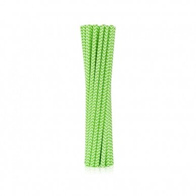 Drinking paper straws, lime green chevron, 6x197 mm / 12 pcs