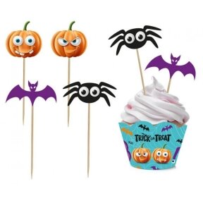 Boo picks and cake wrappers set, 6 + 6 pcs