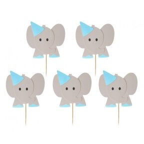 Cocktail picks B&G Elephants, blue, 10 pcs