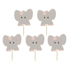 Cocktail picks B&G Elephant, pink, 10 pcs