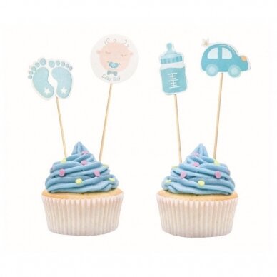 Baby Boy B&C Baby Shower picks, light blue, 10 cm, 12 pcs.