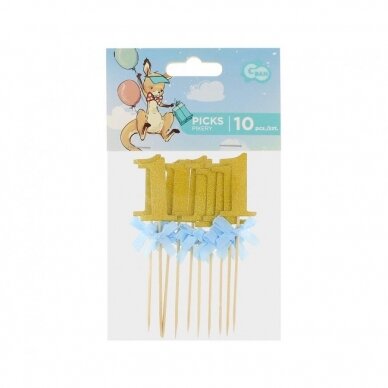 Cake picks 1st Birthday, blue, 10 pcs 1