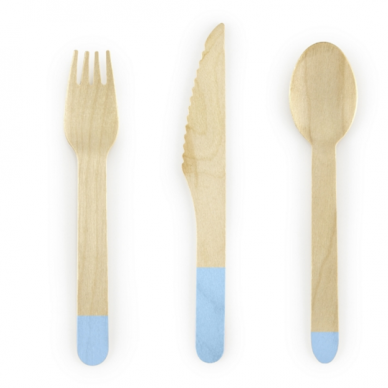 Wooden Cutlery, blue, 16cm