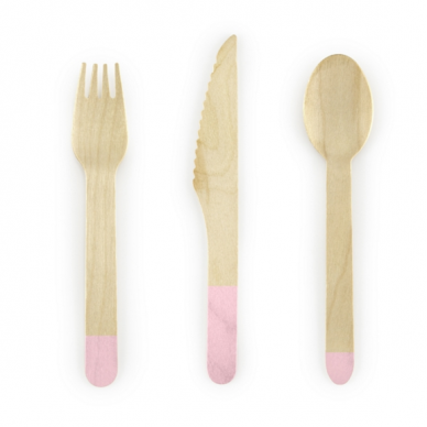 Wooden Cutlery, light pink, 16cm