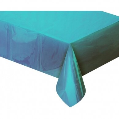 Foil tablecloth B&C metallic light blue, 137 x 183 cm