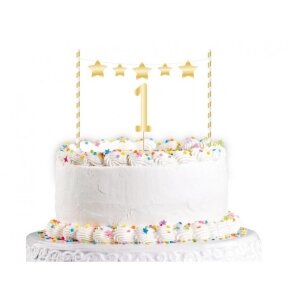 Cake decoration 1st Birthday Topper, gold, 19 cm