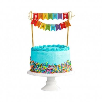 Cake topper Happy Birthday, colourful flags 2