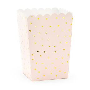 Boxes for popcorn Dots, light pink, 7x7x12.5cm