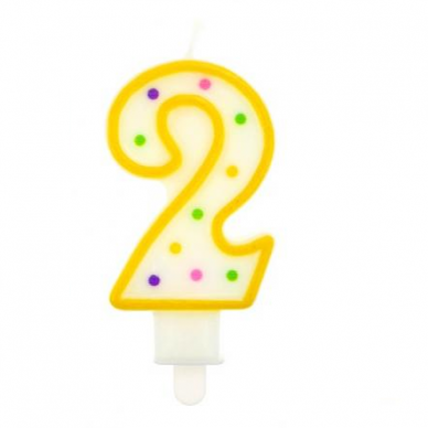 Yellow Polka Dot Cake Candle Number 2