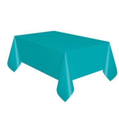 Plastic table cover, caribbean blue