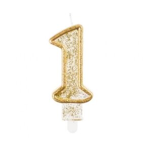 Digit candle "1", gold outline