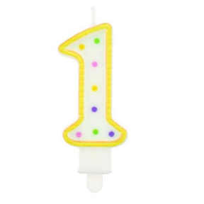 Yellow Polka Dot Cake Candle Number 1