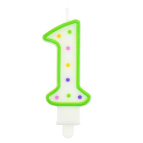 Green Polka Dot Cake Candle Number 1