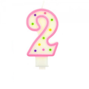 Pink Polka Dot Cake Candle Number 2