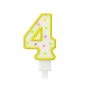 Yellow Polka Dot Cake Candle Number 4