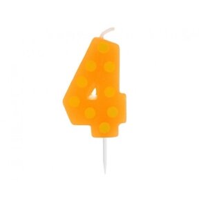 Pick candle "Dots" with digit "4", 6 cm