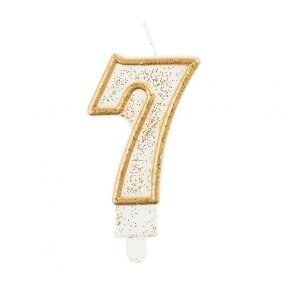 Digit candle "7", gold outline