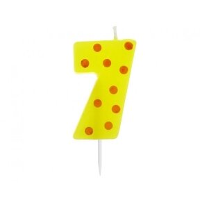 Pick candle "Dots" with digit "7", 6 cm