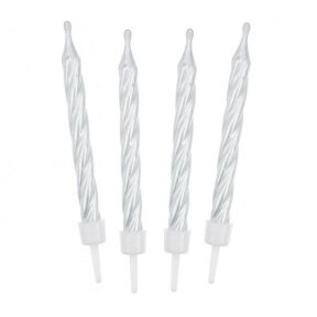 Birthday candles, spiral shape 12/12, white