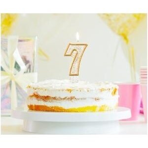 Digit candle "7", gold outline 2